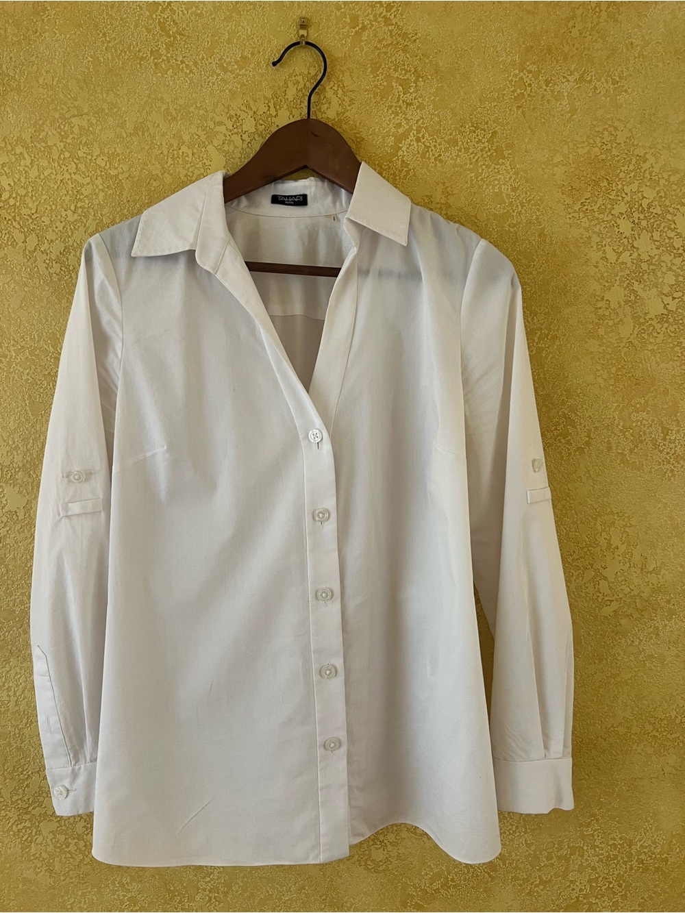 Tahari Crisp White Button-Down Shirt with Point Collar